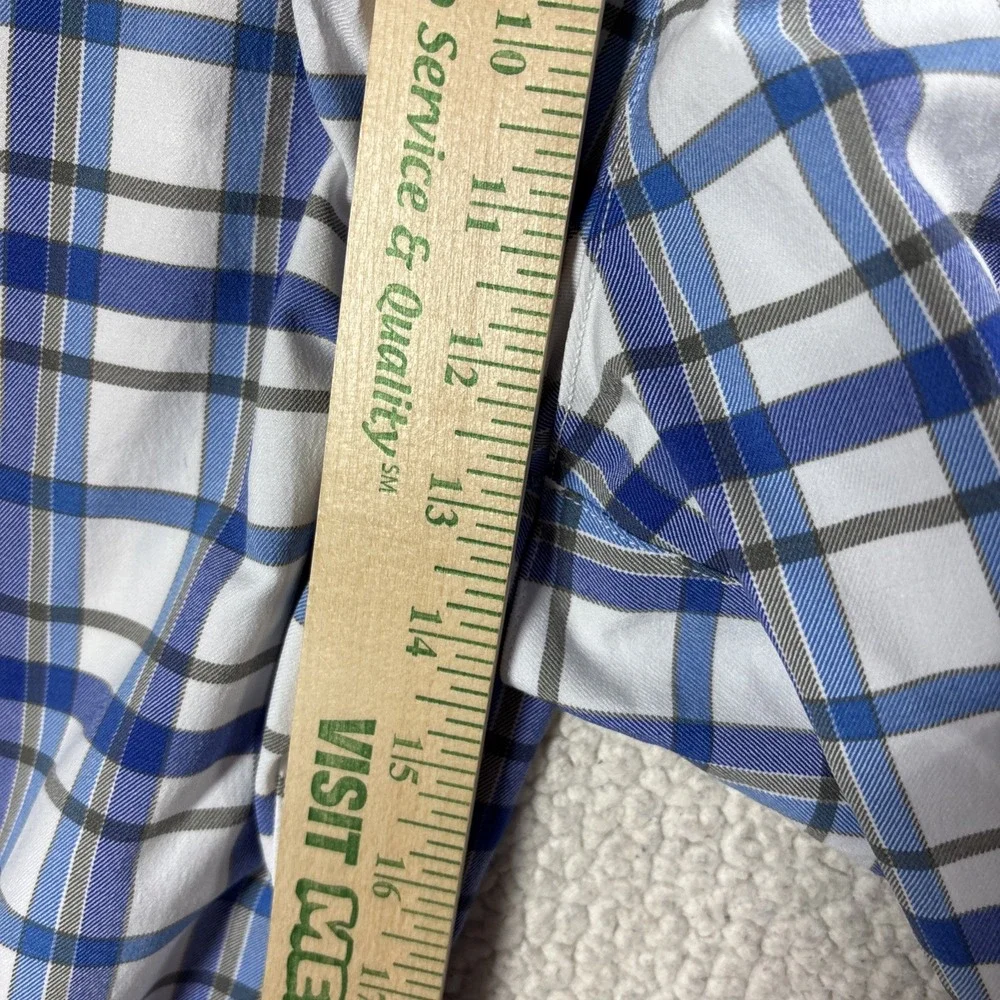 adidas Golf Shorts Men's 40 XL Blue White Plaid Performance Flat Front Bermuda
